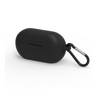 Geekria Silicone Case Cover Compatible with Beats Solo Buds True Wireless Earbuds, Protective Earphones Skin Cover with Keychain Hook, Charging Port Accessible, Front LED Visible (Black)