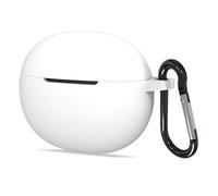 Geekria Silicone Case Cover Compatible with EDIFIER X2 True Wireless Earbuds, Protective Earphones Skin Cover with Keychain Hook, Charging Port Accessible (White)