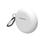 Geekria Silicone Case Cover Compatible with Huawei FreeBuds 3 2019 True Wireless Earbuds, Protective Earphones Skin Cover with Keychain Hook, Charging Port Accessible (White)