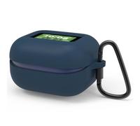 Geekria Silicone Case Cover Compatible with JBL Live Buds 4, Protective Earbuds Case with Locking Aluminum Carabiner, Charging Port Accessible, Front LED Visible (Dark Blue)