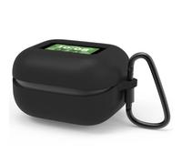 Geekria Silicone Case Cover Compatible with JBL Live Buds 4, Protective Earbuds Case with Locking Aluminum Carabiner, Charging Port Accessible, Front LED Visible (Black)