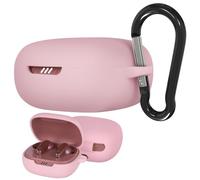 Geekria Silicone Case Cover Compatible with JBL Live Pro 2TWS True Wireless Earbuds, Protective Earphones Skin Cover with Keychain Hook, Charging Port Accessible (Pink)