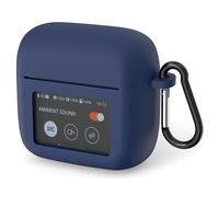 Geekria Silicone Case Cover Compatible with JBL Tour Pro 3 True Wireless Earbuds, Protective Earphones Skin Cover with Keychain Hook, Charging Port Accessible (Blue)