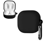 Geekria Silicone Case Cover Compatible with Samsung Galaxy Buds Live True Wireless Earbuds, Protective Earphones Skin with Keychain Hook, Charging Port Accessible (Black)