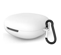 Geekria Silicone Case Cover Compatible with SHOKZ OpenFit 2 True Wireless Earbuds, Protective Earphones Skin Cover with Keychain Hook, Charging Port Accessible (White)