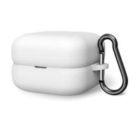 Geekria Silicone Case Cover Compatible with Sony LinkBuds Fit WF-LS910N, True Wireless Earbuds, Protective Earphones Skin Cover with Keychain Hook, Charging Port Accessible (White)