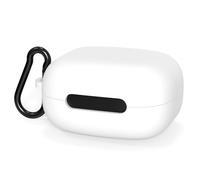 Geekria Silicone Cover Compatible with Soundcore by Anker C40i True Wireless Earbuds, Protective Earphones Skin Cover with Keychain Hook, Charging Port Accessible (White)