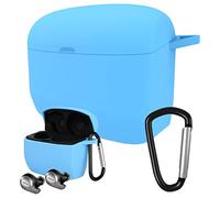 Geekria Silicone Protective Case Compatible with Jabra Elite Active 65t, Charging Case Cover with Keychain Hook, Charging Port Access, Blue