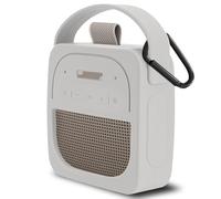 Geekria Silicone Speaker Case Cover Compatible with Bose SoundLink Micro II, Protective Soft Skin, Replacement Portable Speakers Travel Carrying Sleeve with Keychain Hook (Light Grey)