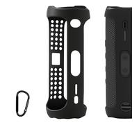 Geekria Silicone Speaker Case Cover, Compatible with JBL Flip 5, Protective Waterproof Soft Skin, Replacement Portable Speakers Travel Carrying Sleeve with Keychain Hook (Black)