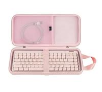 GEEKRIA Slim Keyboards Carrying Case, Compatible with Nuphy Air75 V3, Logitech MX Mechanical Mini, MelGeek O2, LOFREE Flow84/ Flow Lite 84, 84 Keys Hard Shell Travel Bag (Pink)
