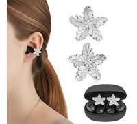 GEEKRIA Snowflake Crystal Charm, Clip-On Earbuds Jewelry Accessories Compatible with HUAWEI FreeClip 2, TOZO OpenEarRing, SHOKZ OpenDots ONE (Silver)