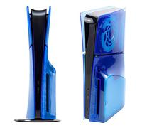 Geekria Transparent Cover Plates Compatible with PS5, PlayStation 5 Slim Disc Edition, Replacement Shell Gaming Accessories with Fan Vents, Hard Shockproof ABS Shell Side Panels (Transparent Blue)