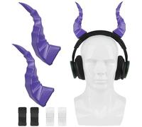 GEEKRIA Universal Devil Horns Headphone Decoration, Easy Clip Cosplay Costume Accessory for Over-Ear Gaming Headsets (Purple)