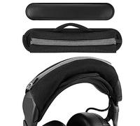 Geekria Universal Zipper Headband Cover & Pad Set for 1.4-1.8 in Bands | Black Protein Leather, For Over-Ear Headphones, Measure Width Before Purchase, Includes Zippered Sleeve And Cushion Pad