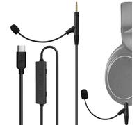 GEEKRIA USB-C to 2.5mm Headphone Cable with Gooseneck Boom Mic Compatible with Sennheiser HD 598/599/560S/400 PRO, Inline Controls, 7.1 Surround Sound, USB-A Adapter, 5.6ft