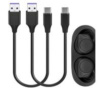 GEEKRIA USB Earbuds Fast Charger Cable Compatible with Jabra Elite 10 Gen 2, Elite 10, Bang & Olufsen Beoplay EQ Charger, USB to USB-C Replacement Power Charging Cord (1ft / 30cm 2 Pack)