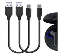 GEEKRIA USB Earbuds Fast Charger Cable Compatible with LG TONE Free T90S, TONE Free T80 TWS, TONE-FP9 Charger, USB to USB-C Replacement Power Short Charging Cord (1ft/30cm 2Pack)