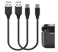 GEEKRIA USB Earbuds Short Charger Cable Compatible with Bowers & Wilkins PI8/PI7/PI5/Px7 S2e/Px8/Pi7 S2 Charger, USB to USB-C Replacement Power Short Charging Cord (1ft/30cm 2Pack)