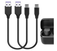 GEEKRIA USB Earbuds Short Charger Cable Compatible with Sennheiser ACCENTUM True Wireless, Momentum 4 80th Anniversary Edition, USB to USB-C Replacement Power Charging Cord (1ft/30cm 2Pack)