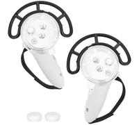 Geekria VR Controller Protector Set Compatible with Meta Quest 3, Clear Shell Bumper Guard with Adjustable Knuckle Straps & Joystick Caps, Anti-Collision Grip Cover (White, 1 Pair)