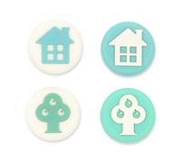 GeekShare 4PCS Silicone Tree and House Joycon Thumb Grips-Nintendo Cover Analog Thumb Stick Grips-Joystick Caps Compatible with Switch/OLED/Switch Lite