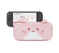 GeekShare Carrying Case Compatible with Switch 2 (2025) 7.9 Inch, Hard-Shell Slim Travel Case with 12 Game Card Slots for Switch 2 Console and Accessories, Pink Cat Ear