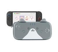 GeekShare Carrying Case Compatible with Switch 2 (2025) 7.9 Inch, Hard-Shell Slim Travel Case with 12 Game Card Slots for Switch 2 Console and Accessories, Gray Cat Ear