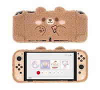 GeekShare Cute Plush Protective Case Cover Compatible with Switch OLED Console and Joystick - Shock-Absorption and Anti-Scratch Skin Case for OLED Switch - Plush Bear