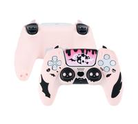 GeekShare Cute PS5 Controllers Skin Grips Set, Anti-Slip Silicone Skin Protective Cover Case Joystick Caps for PS5 Wireless Controller Accessories Kit, Pink Skull