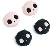 GeekShare Cute Silicone Joycon Thumb Grip Caps, Halloween Joystick Cover Compatible with Nintendo Switch/OLED/Switch Lite,4PCS - Pink Skull (Pink & Black)