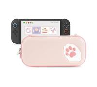 GeekShare Portable Carrying Case Compatible with Switch 2 (2025), Hard Storage Bag with 12 Game Card Slots, Cat Paw Travel Case for Switch 2 Console and Accessories, Pink
