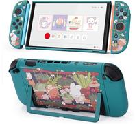 GeekShare Protective Shell Compatible with Switch 2, Kawaii Cartoon Dockable Case Compatible with Switch 2, Anti-Scratch and Shock-Absorption Design Cover Skin - Bunny Garden