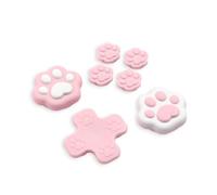 GeekShare Silicone Cross D-Pad Button Caps Set Joystick Cover, Cat Paw ABXY Key Button Thumb Grips Compatible with Switch 2 Game Console - Pink