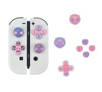GeekShare Silicone Cross D-Pad Button Caps Set Joystick Cover - Cute ABXY Key Buttons Sticker Compatible with Nintendo Switch/OLED Joy Con - Sweetheart Skull (Pink & Purple)
