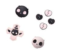 GeekShare Silicone Cross D-Pad Button Caps Set Joystick Cover - Cute ABXY Key Buttons Sticker Compatible with Nintendo Switch/OLED Joy Con - Sweetheart Skull