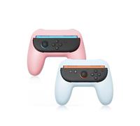 GeekShare Switch 2 Joy Con Grips, Ergonomic Joy Con Holder for Switch 2025 Controller, Anti-Slip Joycon Grips for NS2, 2 Pack Pink & Blue