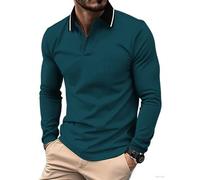 geeksport Mens Long Sleeve Polo Shirts Causal Poloshirts for Men Adult Button Down Work Tops Golf T-Shirt with Pocket