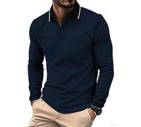 geeksport Mens Long Sleeve Polo Shirts Causal Poloshirts for Men Adult Button Down Work Tops Golf T-Shirt with Pocket