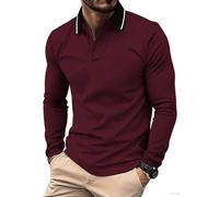 geeksport Mens Long Sleeve Polo Shirts Causal Poloshirts for Men Adult Button Down Work Tops Golf T-Shirt with Pocket