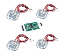 Geekstory 4pcs 50kg Load Cell Half Bridge Strain Gauge Human Body Scale Digital Weighting Sensor + 1pc HX711 AD Amplifier Weight Module for Arduino