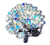 GeekTenet - High Quality Rosary with Highly Refractive Cubic Cut Beads, Artificial Glass, Rosary Cross, Catholic Gifts, 21", Glass, No Gemstone