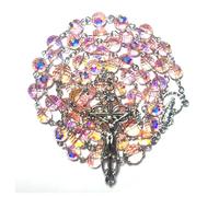 GeekTenet Rosary Beads Chaplet 96 sided cutting Highly refractive Artificial Crystal Glass Rosery Cross Catholic gifts, 24", Glass, No Gemstone