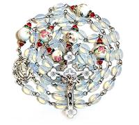 GeekTenet Rosary Beads Chaplet Artificial opal Rosery Cross Catholic gifts, 22.8“, Zinc, No Gemstone