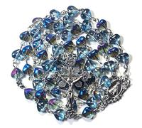 GeekTenet Rosary Beads Chaplet Dazzle Heart-shaped Artificial Crystal Glass dh Rosery Cross Catholic gifts, Zinc, No Gemstone