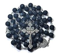 GeekTenet Rosary Beads Chaplet Frosted Ceramic Rosery Cross Catholic gifts, Zinc, Gemstone Free