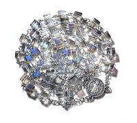 GeekTenet Rosary Beads Chaplet Highly refractive Cubic Cutting Artificial Crystal Glass Rosery Cross Catholic Gifts, 22", Zinc, No Gemstone