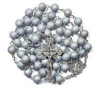 GeekTenet Rosary Beads Chaplet Multi Matte Dazzle Artificial Crystal Glass Rosery Cross Catholic gifts, Zinc, No Gemstone