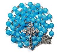 GeekTenet Rosary Beads Chaplet Multi Matte Dazzle Artificial Crystal Glass Rosery Cross Catholic gifts, Zinc, No Gemstone