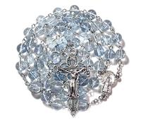 GeekTenet Rosary Beads Chaplet Natural Aquamarine Crystal Rosery Cross Catholic gifts